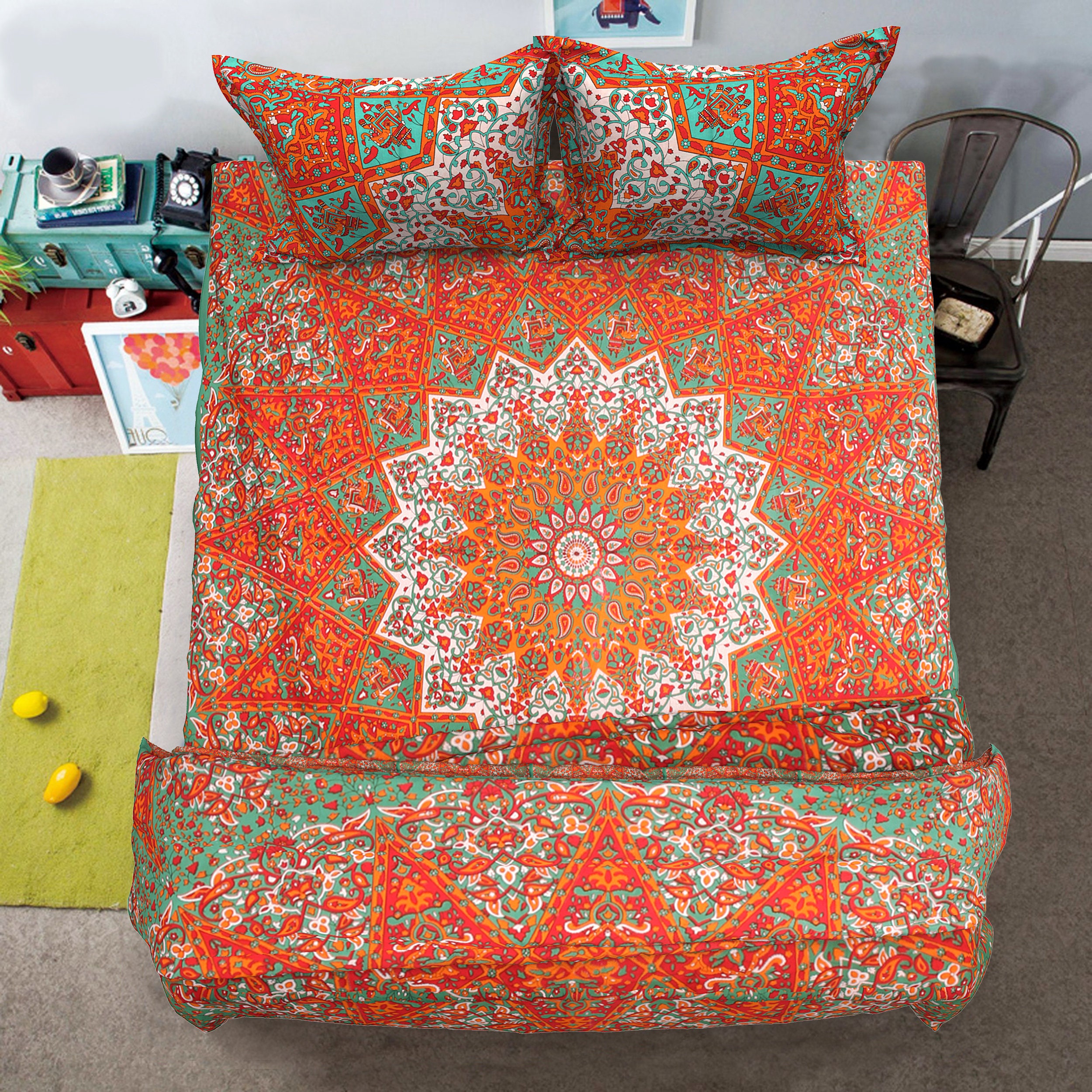 Baumwolle Textil werfen Wandbehang Blumen-Mandala Bettwäsche Königin-Tapisserie Baumwolle Textil werfen Wandbehang Blumen-Mandala Bettwäsche Königin-Tapisserie