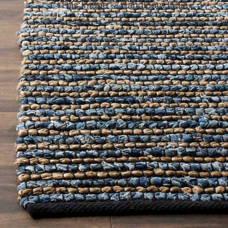 Woven Denim Rug Denim Braided Rug 6x8 Denim Jute Rug Runner Etsy