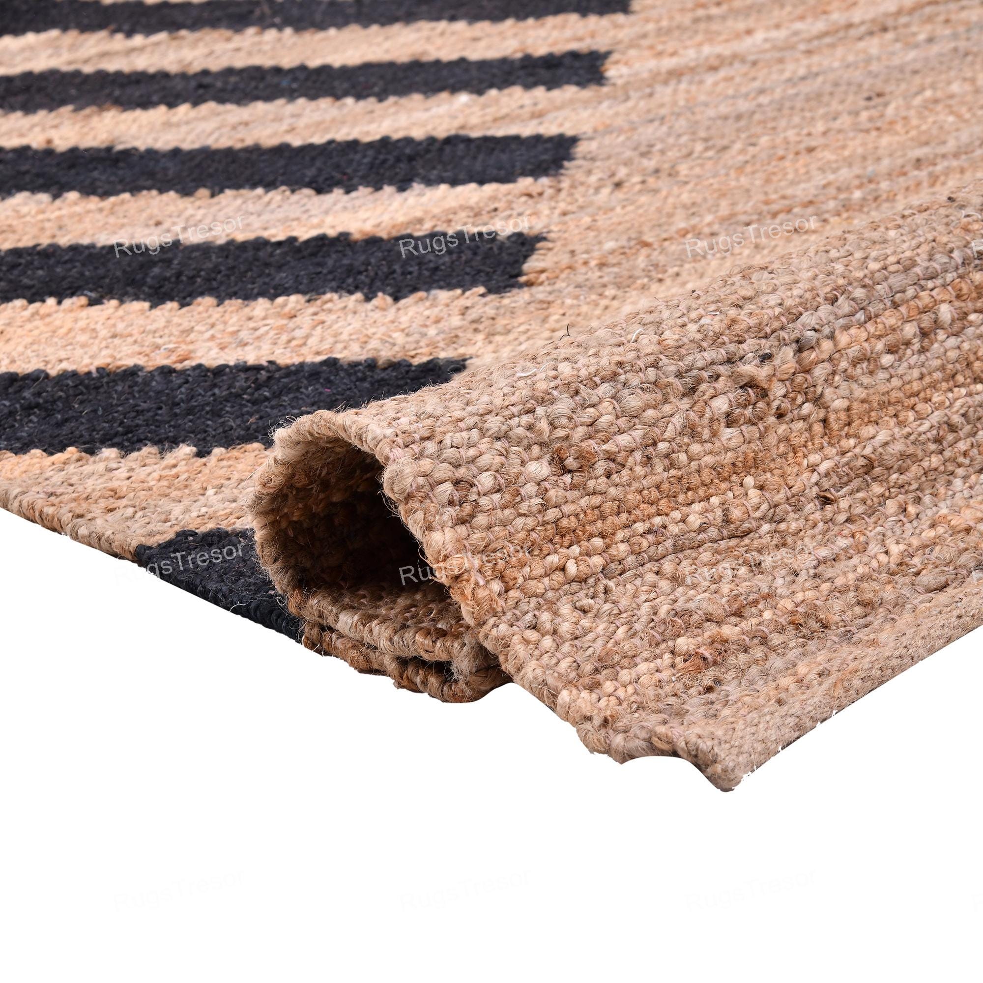 Handgewebter Jute-Baumwollteppich 1,5x2,4 M – Natürliches Garn, Bauernhaus-Design