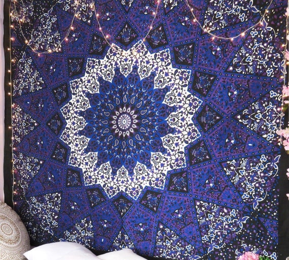 Purple Mandala Tapestry Psychedelic Dorm Tapestries Hippie Etsy