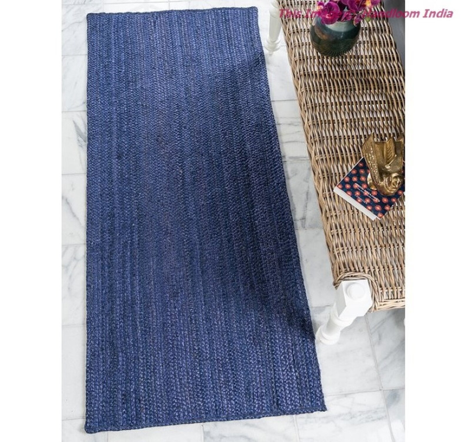 Navy Blue Hallway Runner 2 X 10 Ft Antique Living Room Rugs Etsy