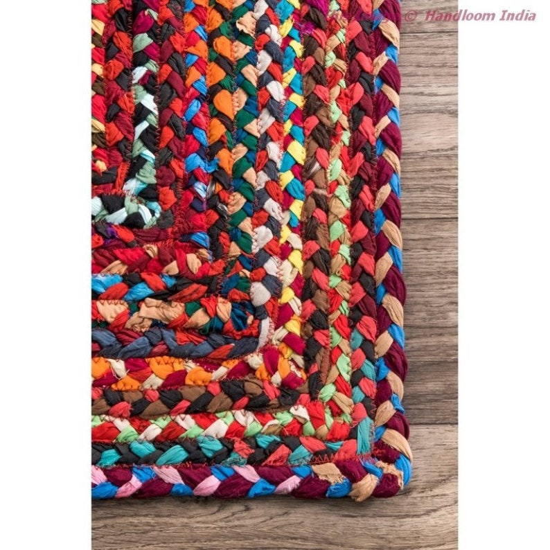 Braided Hallway Runner Antique Cotton Chindi Area Rug Indoor Etsy