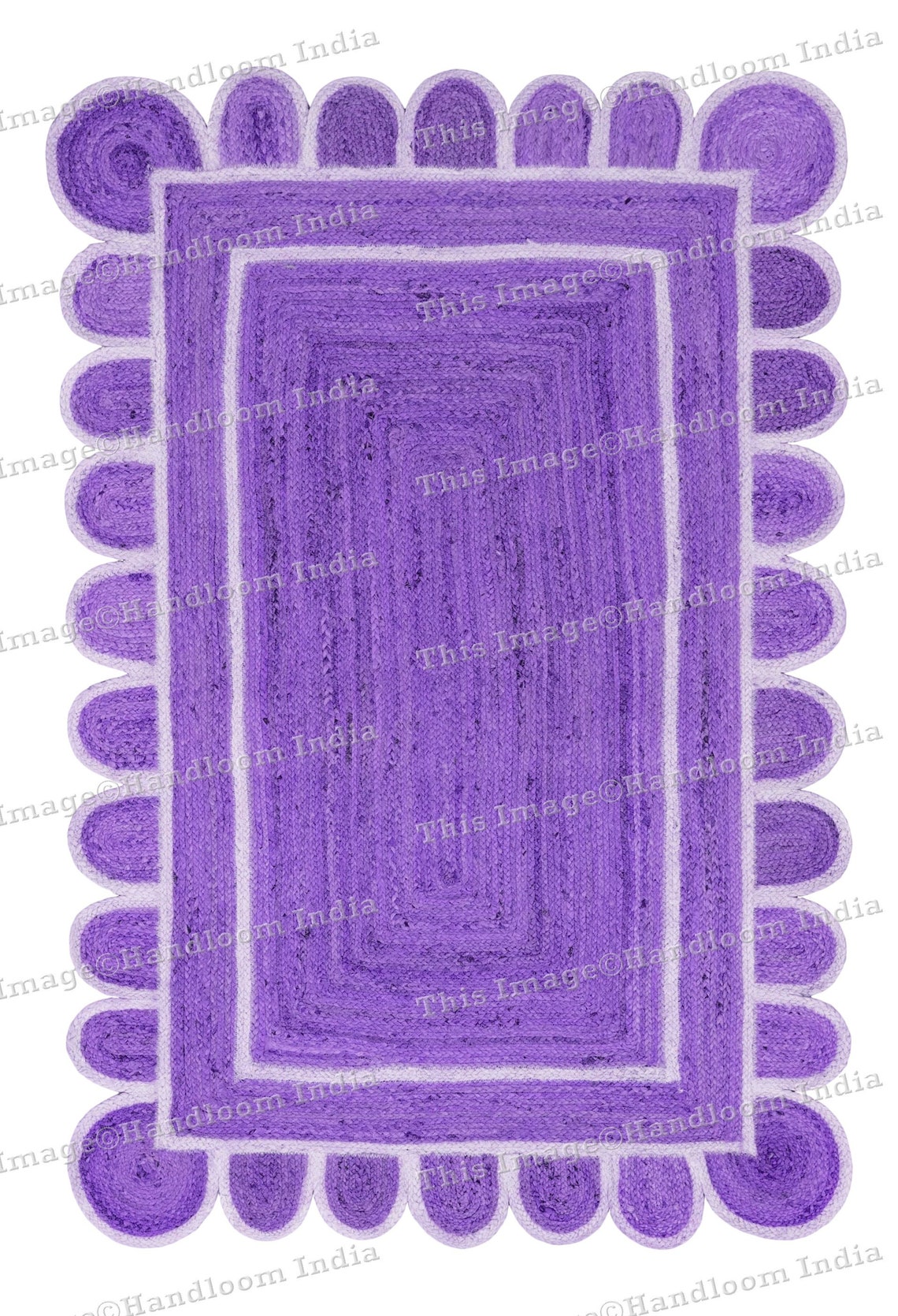 Purple Braided Scalloped Area Rug 5 X 8 Ft for Living Room ON Etsy