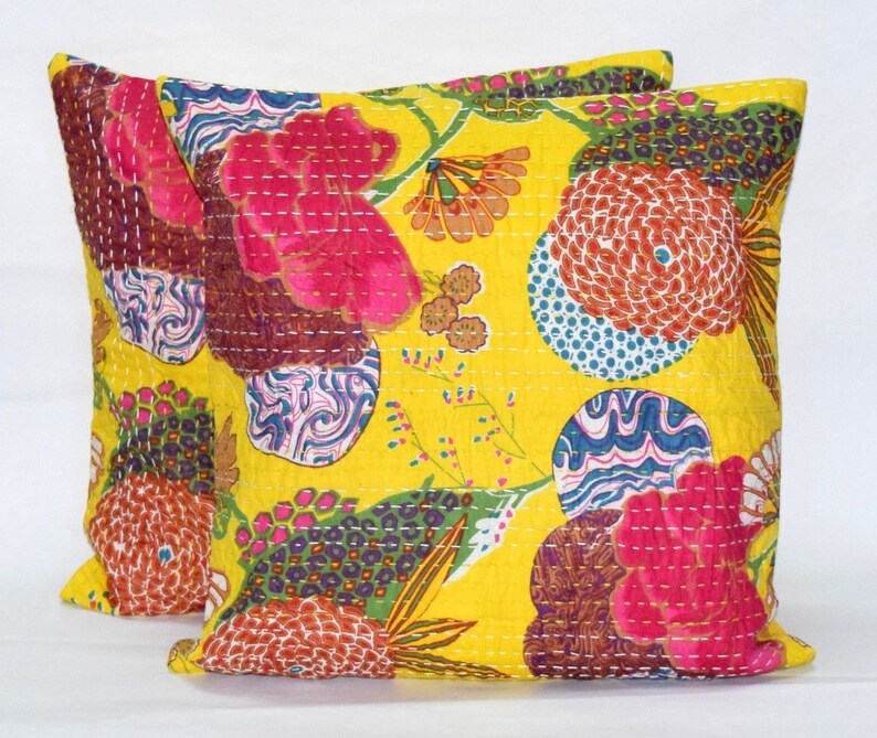 16X16 Inches Extra Large Yellow Floor Cushion Covers Indian Etsy