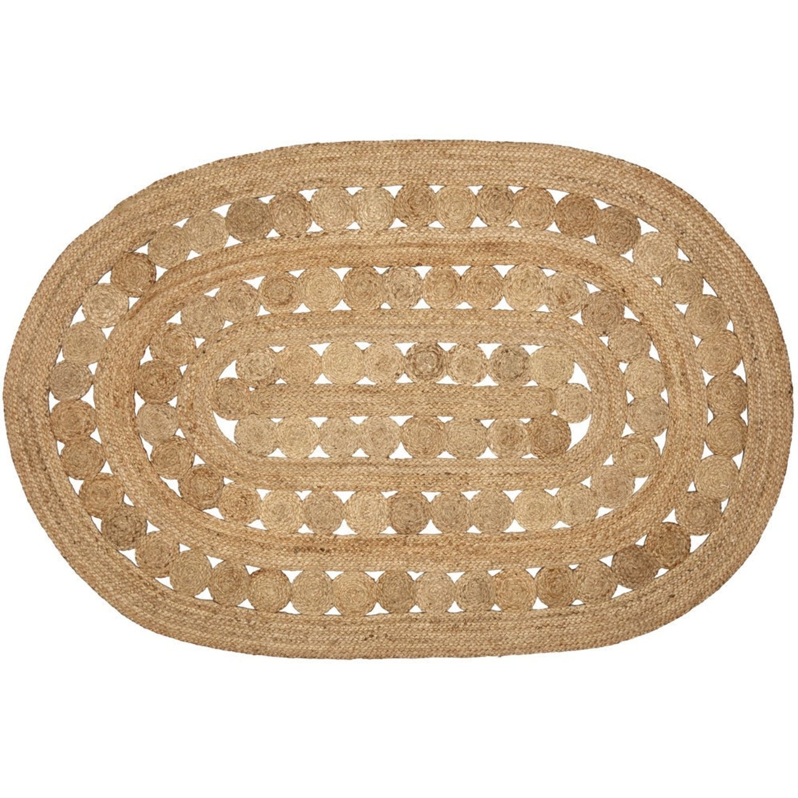 Natural Jute Braided Scalloped Oval Area Rug for Living Room 8 Etsy