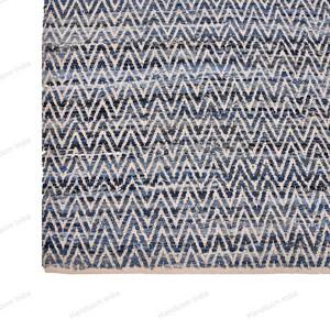 Hand Loomed Rug, Denim Tufted Rug, Woven Scandinavian Rug, Blue Braided Rug, Denim Rug, 5x7 Hand Knotted Rug for Living Area, Hallway Runner