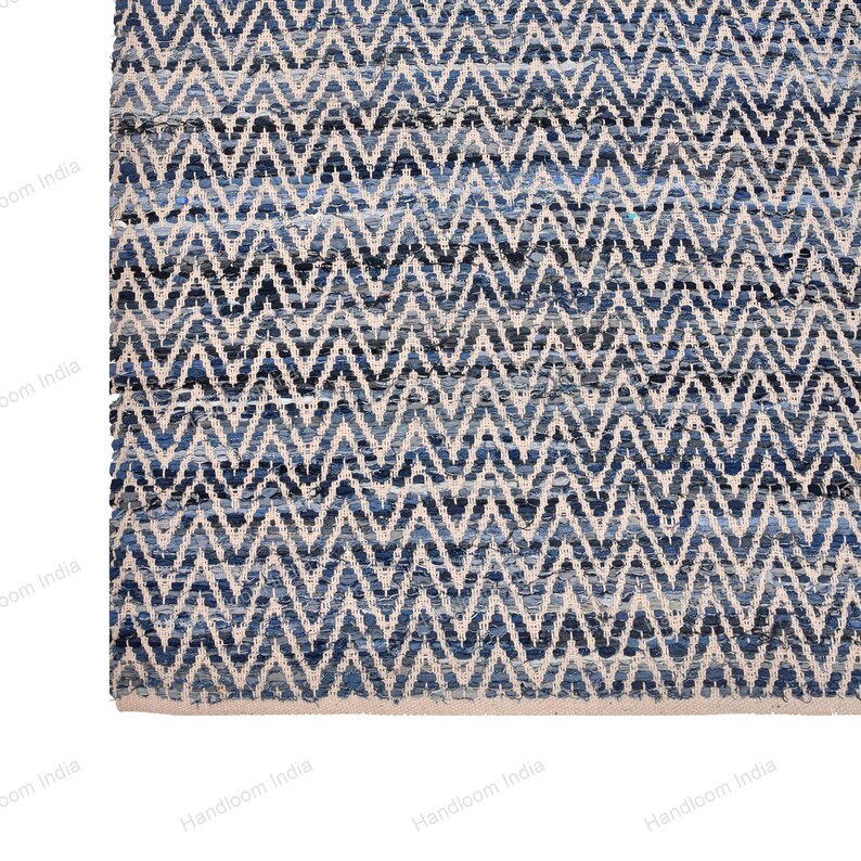 Hand Loomed Rug, Denim Tufted Rug, Woven Scandinavian Rug, Blue Braided Rug, Denim Rug, 5x7 Hand Knotted Rug for Living Area, Hallway Runner
