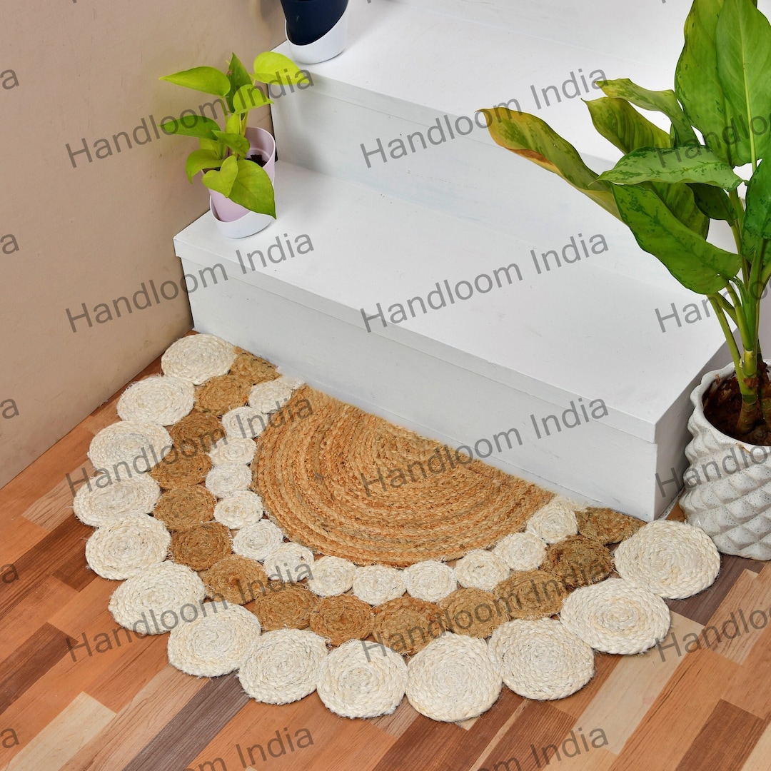 Half Circle Door Mat, Jute Doormat, Half Moon Doormat, Half Circle