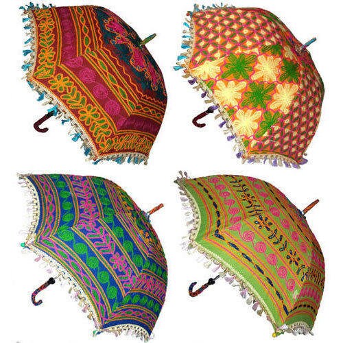5 Wholesale Indian Silk Parasol Embroidery Women Sun Protect Umbrella Large 40" 