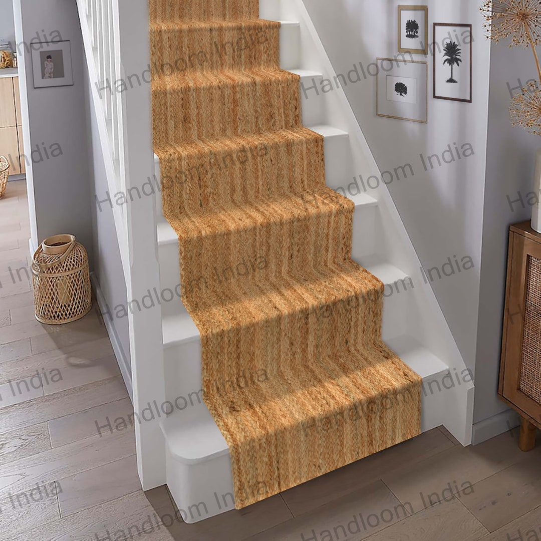 Beige Jute Runner, Natural Jute Runner, Stair Carpet, Braided Runner