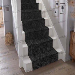 Black Stair Runner, Black Stair Carpet, Stair Runner, Jute Stair Runner, Sisal Stair Rug, Seagrass Stair Rug, Braided Runner, Stair Treads