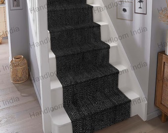 Black Stair Runner, Black Stair Carpet, Stair Runner, Jute Stair Runner, Sisal Stair Rug, Seagrass Stair Rug, Braided Runner, Stair Treads