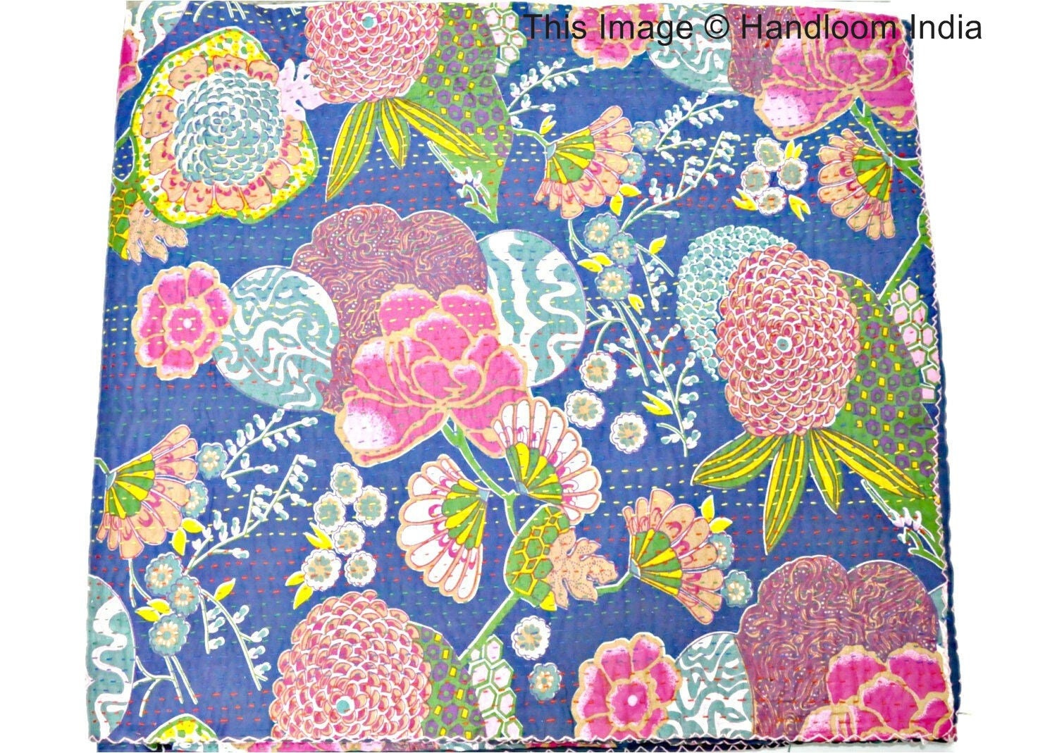 Navy Blue Kantha Quilt Extra Large Kantha Throw Indian Cotton Etsy