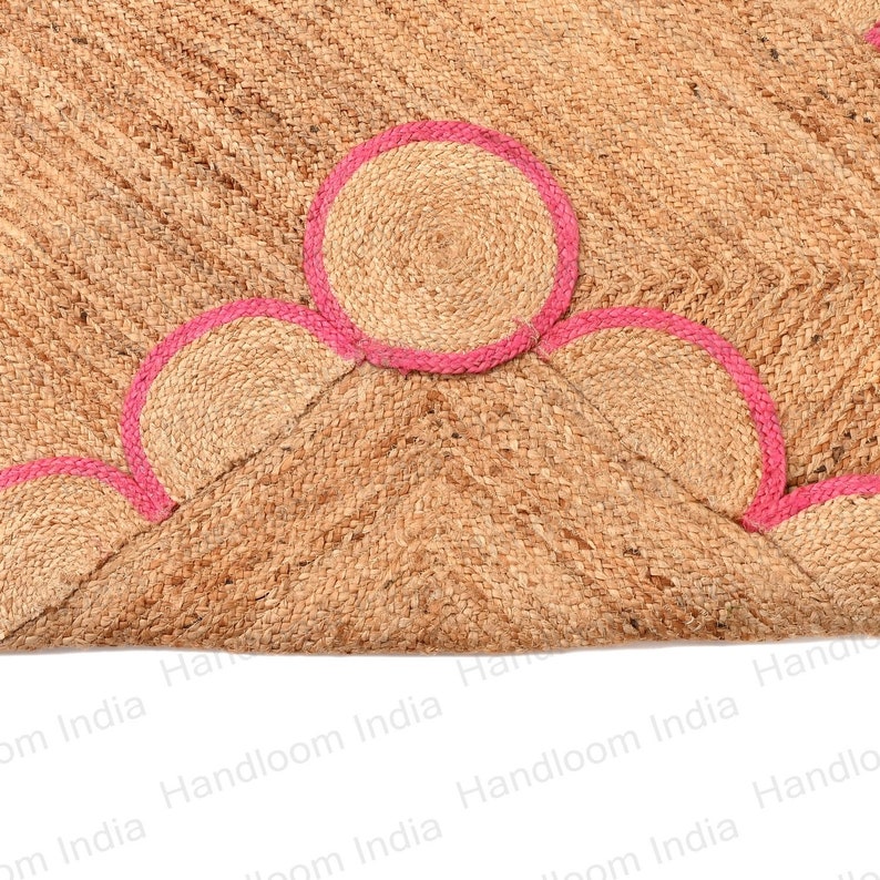 Sisal Scalloped Rug, Custom Size Rug, Scalloped Jute Rug 5x8, Natural