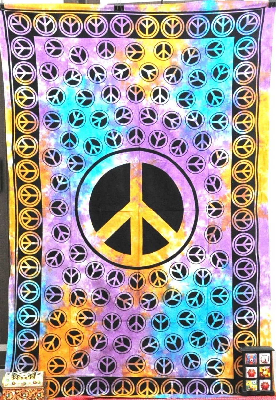 Peace Tapestry Hippie Tapestries Psychedelic Wall Hanging Dorm Etsy