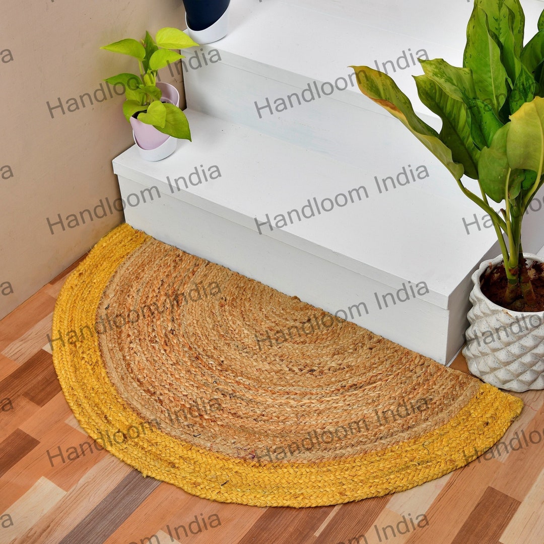 Eco Friendly Doormat, Half Circle Jute Rug, Half Moon Rug for Fireplace