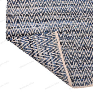 Hand Loomed Rug, Denim Tufted Rug, Woven Scandinavian Rug, Blue Braided Rug, Denim Rug, 5x7 Hand Knotted Rug for Living Area, Hallway Runner