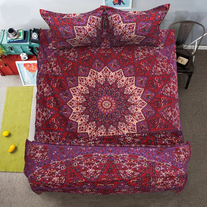 Purple Mandala Bedding Set Queen Mandala Duvet Cover ...