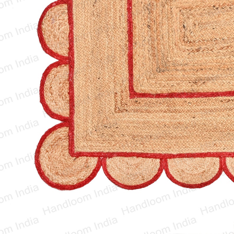 Christmas Decor Rugs, Low Cost Rug, Jute Rug Runner, Scalloped Rug