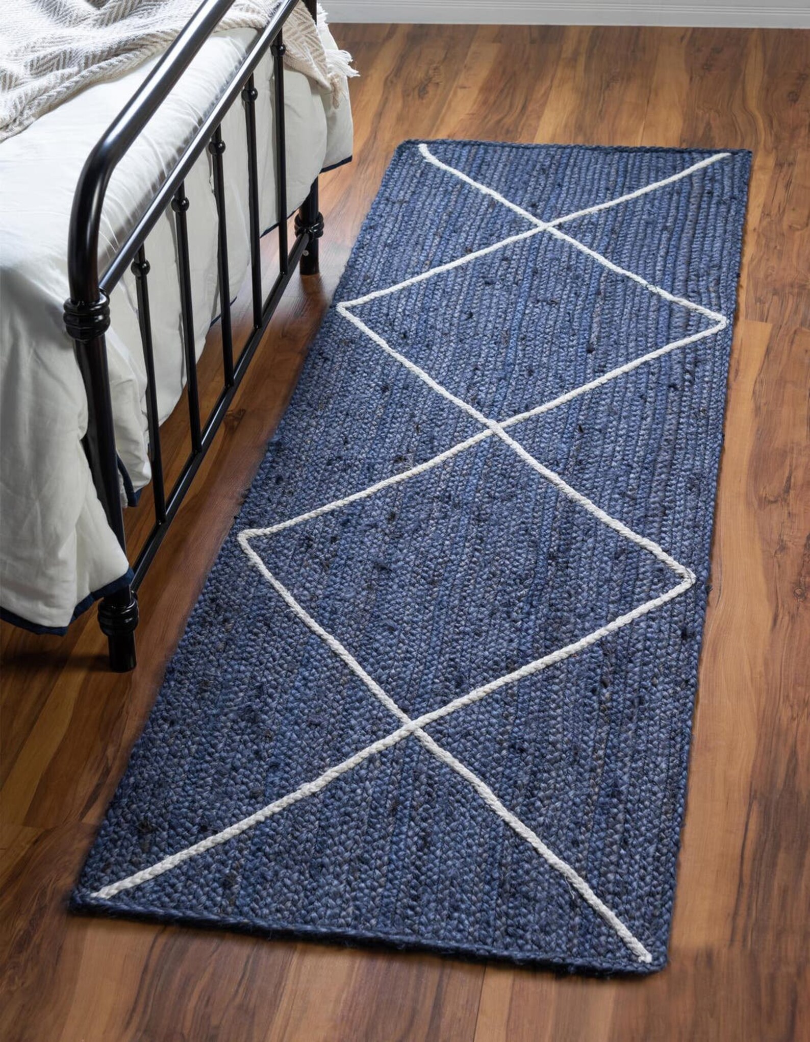 Navy Blue Dyes Braided Hallway Runner 2.5 X 12 ft Soft Jute Etsy
