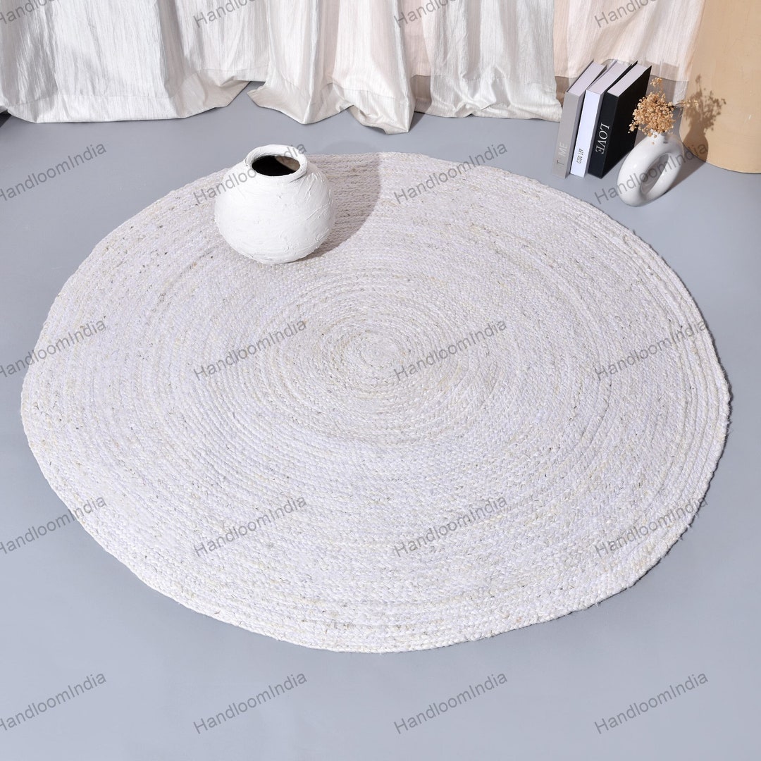 Round White Rug off White Jute Rug Braided Rug Boho Round Etsy