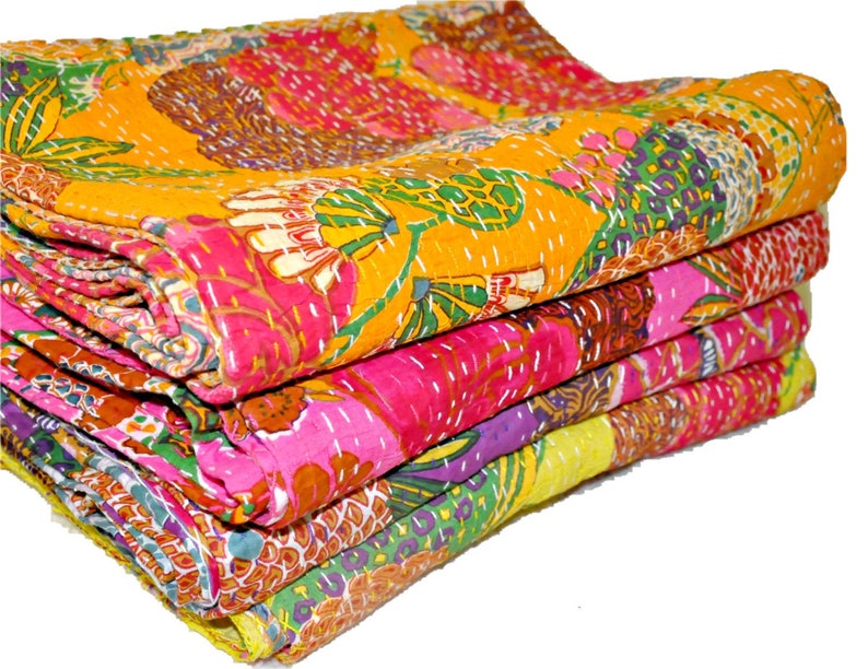 3pc Set of Queen Kantha Quilts Wholesale Kantha Blankets for Etsy