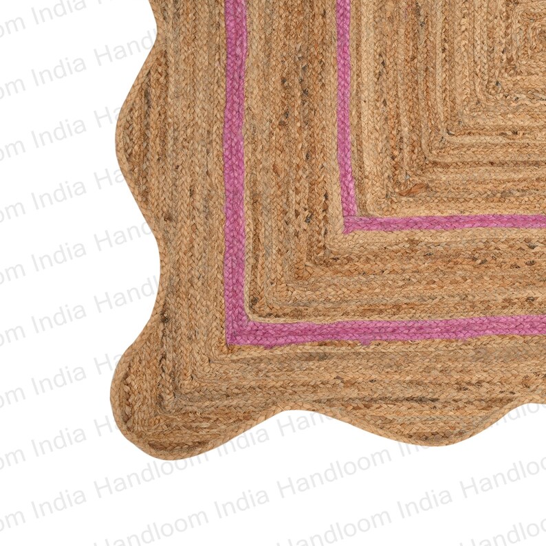 JUTE WAVY RUG 4X6, Scalloped Rug 5X7, Natural Jute Rug 8X10, Jute Rugs