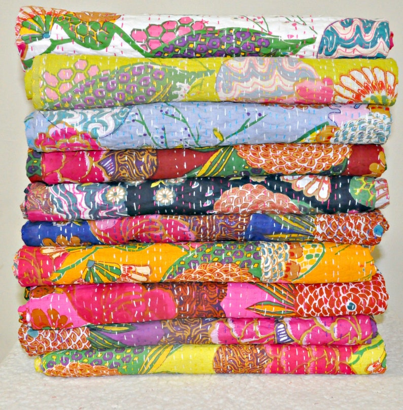 3pc Set of Queen Kantha Quilts Wholesale Kantha Blankets for Etsy