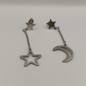 Drop earrings/Stars/Moon/Stainless Steel