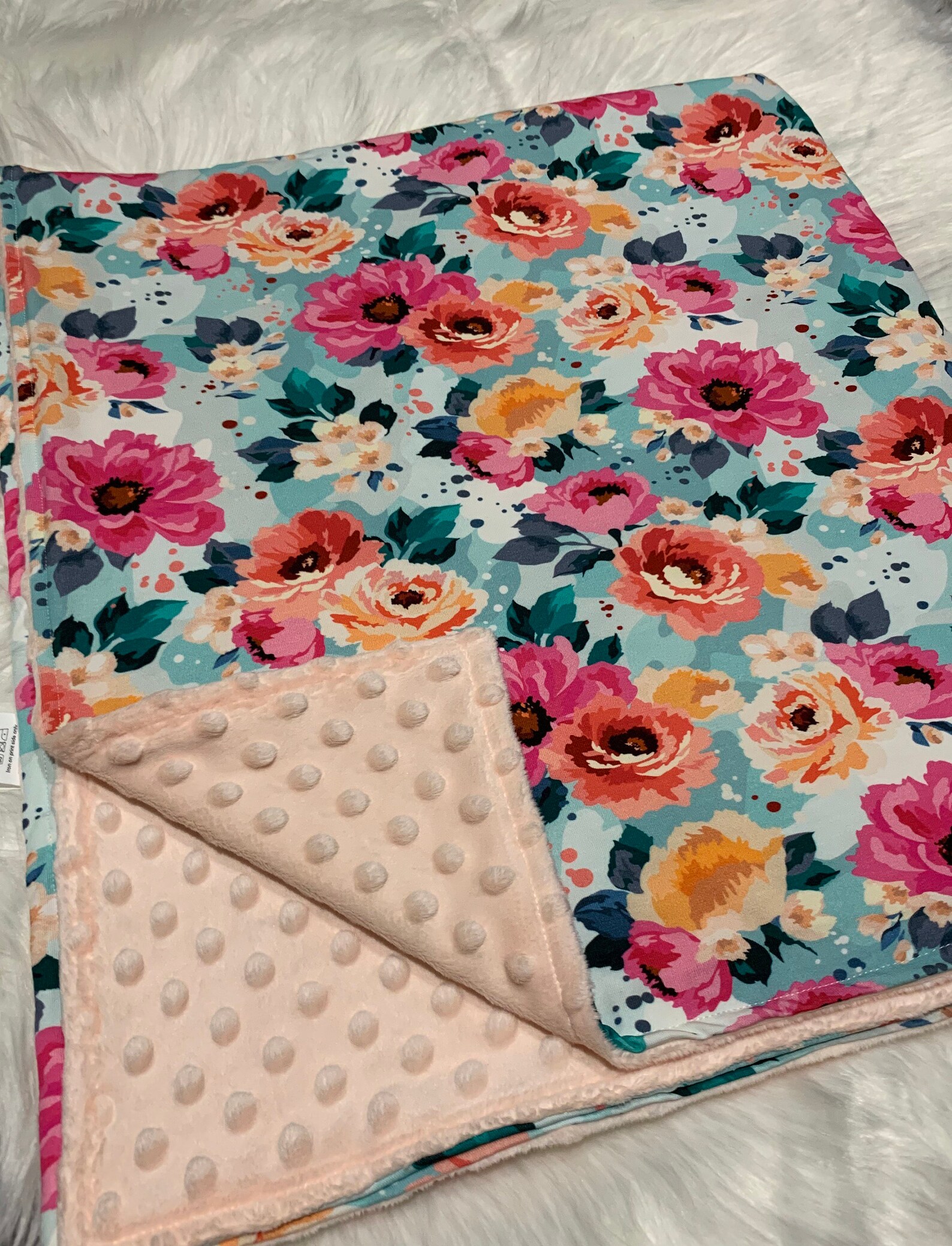 Bright flower themed baby blanket large baby blanket pretty Etsy