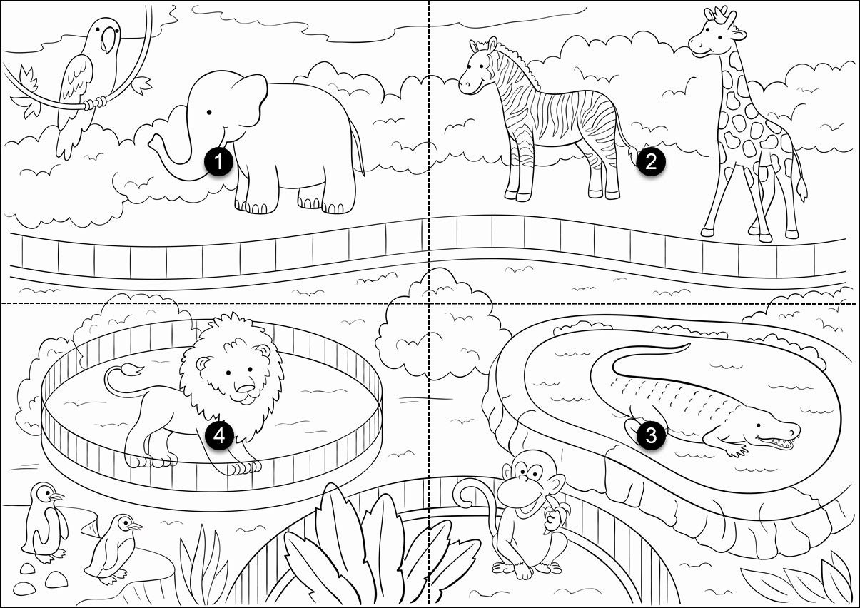 Empty Zoo Cage Coloring Page Sketch Coloring Page