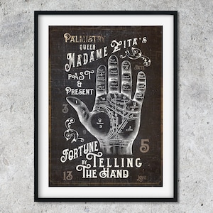 Vintage Fortune Telling, Palmistry, Circus Poster &quot;Madame Zita&#39;s&quot; Palmistry Queen No. #1 Original Print