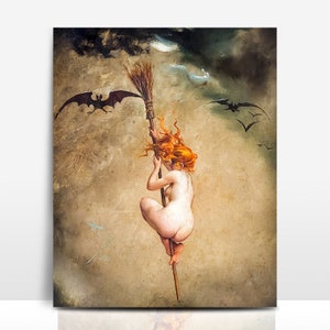 Luis Ricardo Falero "The Witch" 1882 Art Print, Dark Academia Decor Vintage Moody Cottagecore Aesthetic