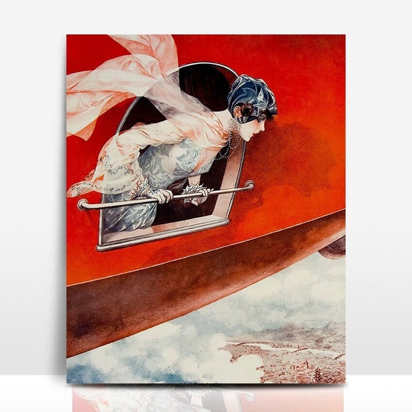 La Vie Parisienne Magazine Cover | 1920s Flapper On Her Airship, Artist Cheri Herouard Vintage Art Print