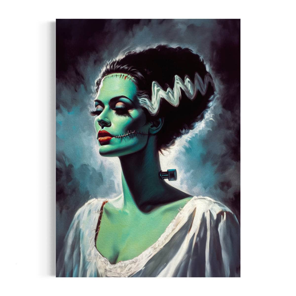 Bride Of Frankenstein Wall Decor, Classic Horror Monster Scary Movie Art Print, Moody Dark Halloween, Vintage Creepy Aesthetic  51RD