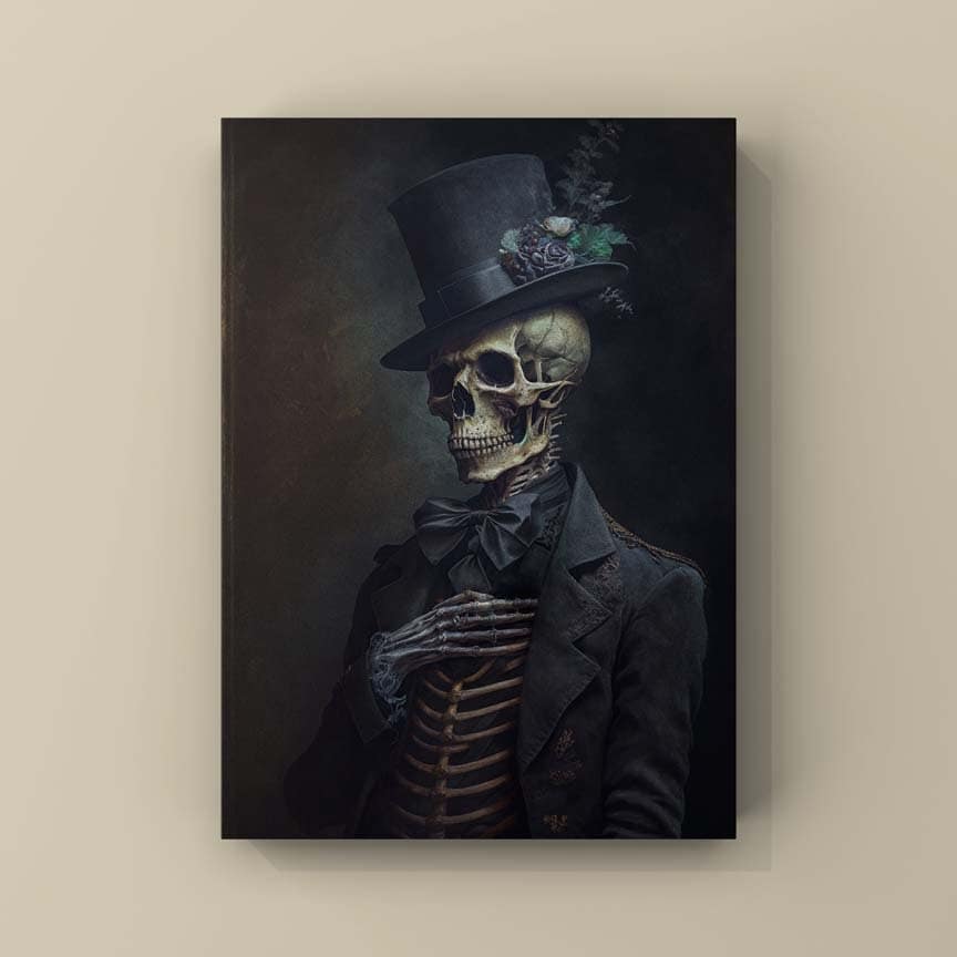 Victorian Skeleton Portrait | Gothic Skull Art Print, Vintage