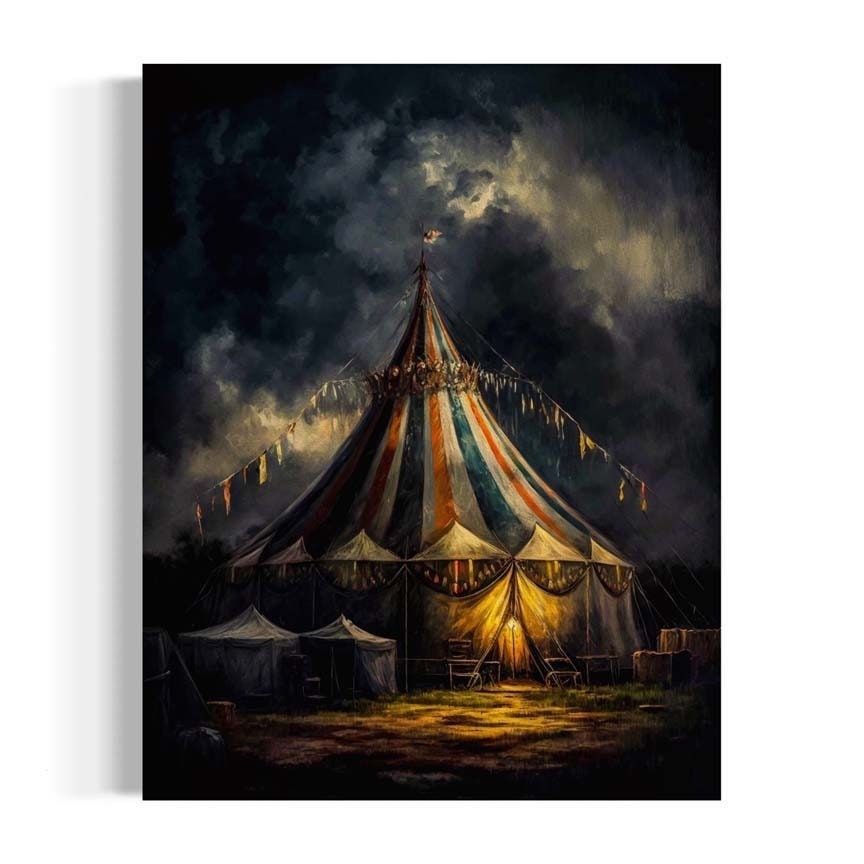 Moody and Dark Oil Painting Vintage Circus Poster Carnival Big