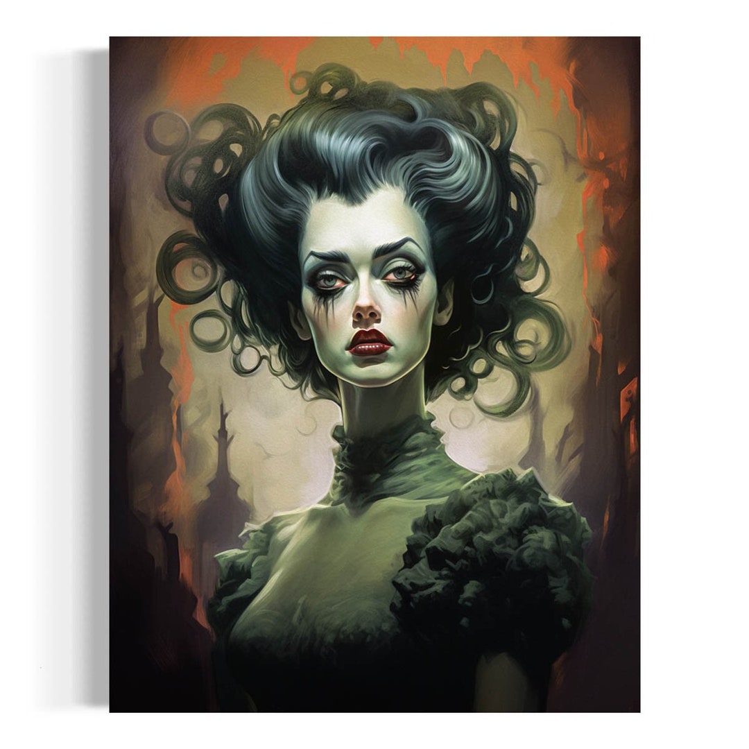 Bride of Frankenstein Painting Classic Horror Monster Scary Etsy