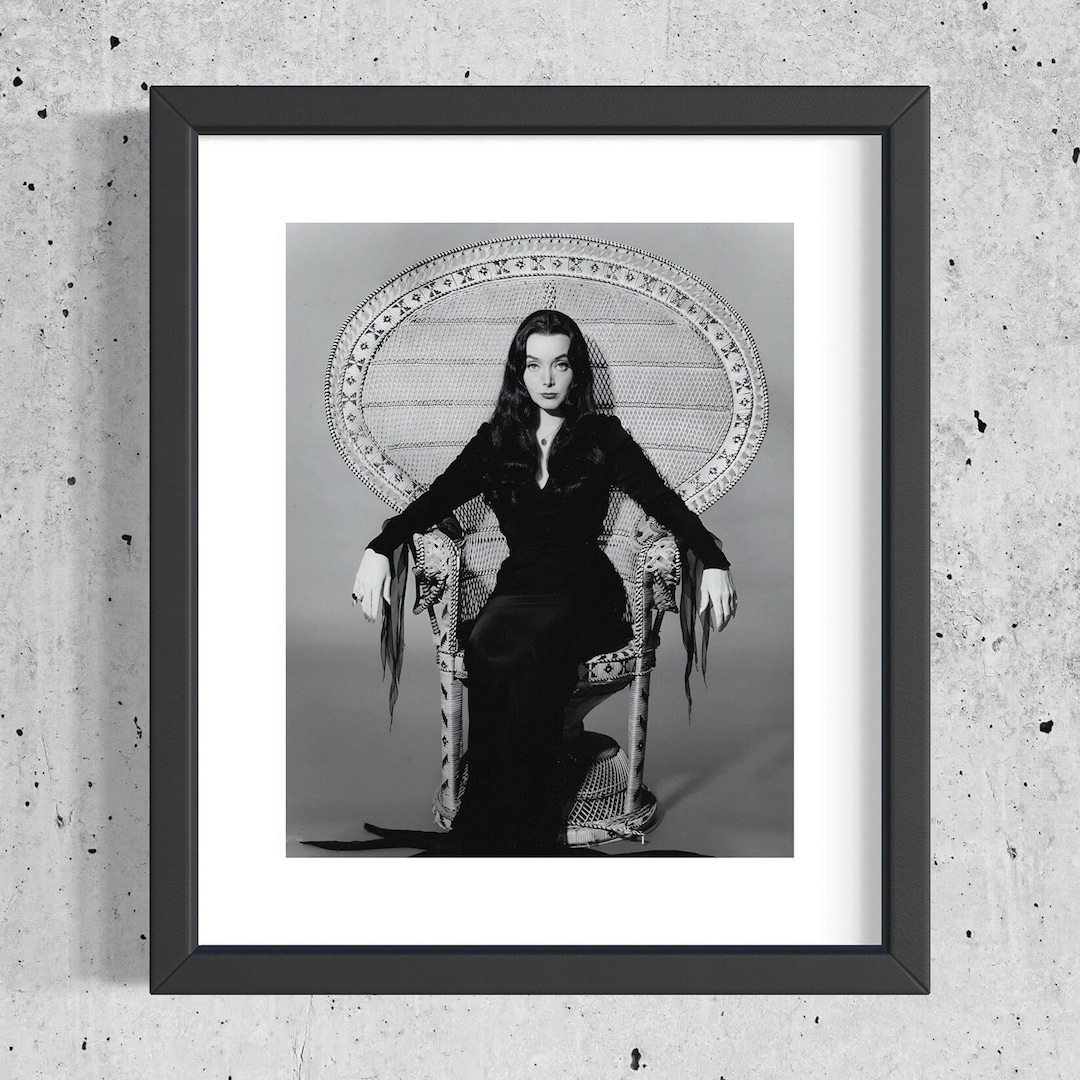 Gothic Queen Carolyn Jones as Morticia Addams in Her Throne Wicker