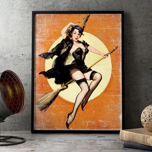 Vintage Halloween Sexy Pin-Up Witch by Gil Elvgren