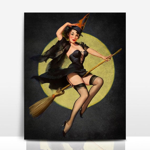 Productief Hoopvol Gewoon overlopen Vintage Halloween Sexy Pin-Up Midnight Witch by Gil Elvgren - Etsy België