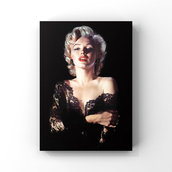 Blonde Bombshell Marilyn Monroe in Black Lace Dress #14, Publicity Photo, Vintage Hollywood Photograph