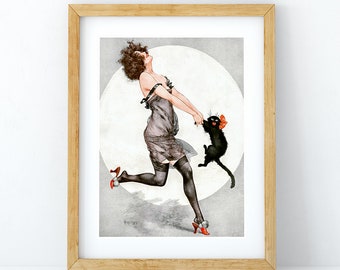 Danse Du Chat Noir Print, Black Cat Dance Poster, 1920's, Black Cat, Bailando, Parisino, Francés, Retro, Flapper, Boudoir, Années folles, Jazz