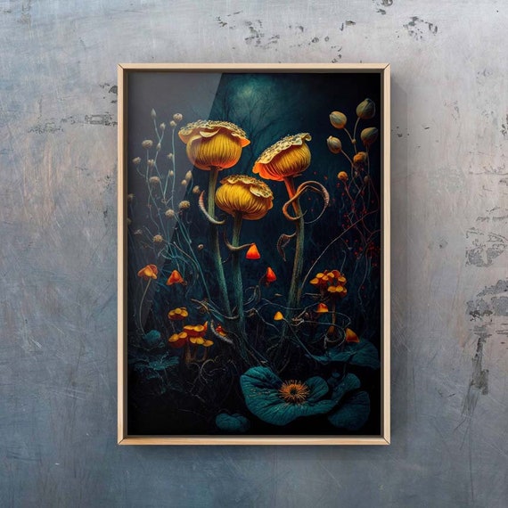 Gothic Floral Still Life, Vintage Poppies Flower Wall Art