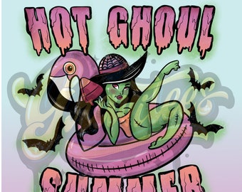 Hot Ghoul Summer PNG, Spooky Summer Clipart for DTF or Shirt Printing, PNG Only!