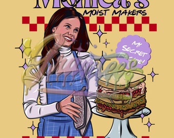 Monica's vochtige makers clipart, Monica Geller Thanksgiving clipart, vrienden Thanksgiving clipart voor DTF of shirt afdrukken, alleen PNG!