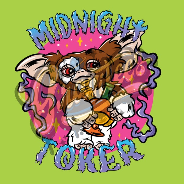 Gizmo Midnight Toker PNG, Gremlins Clipart for DTF or Shirt Printing, Halloween Sublimation, PNG Only!