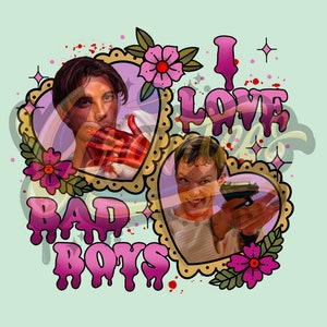 I Love Bad Boys Clipart, What&#39;s Your Favorite Scary Movie PNG, Horror Clipart, Scream Clipart for DTF or Shirt Printing, PNG Only!