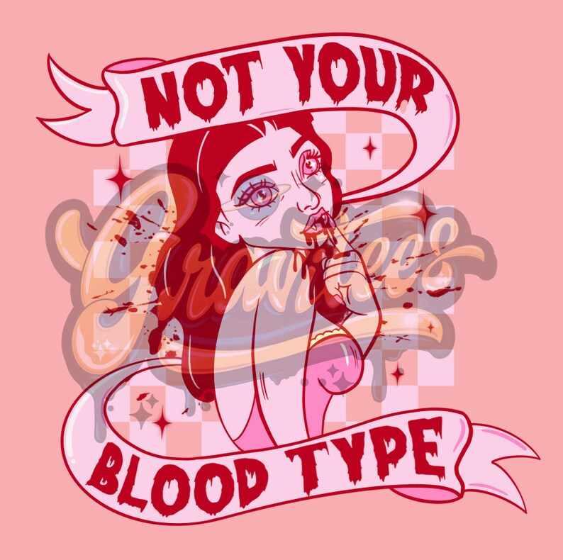 Não é o seu tipo sanguíneo PNG, clipart de vampiro, clipart sangrento, clipart de Halloween para impressão de DTF ou camisa, somente PNG! imagem 5