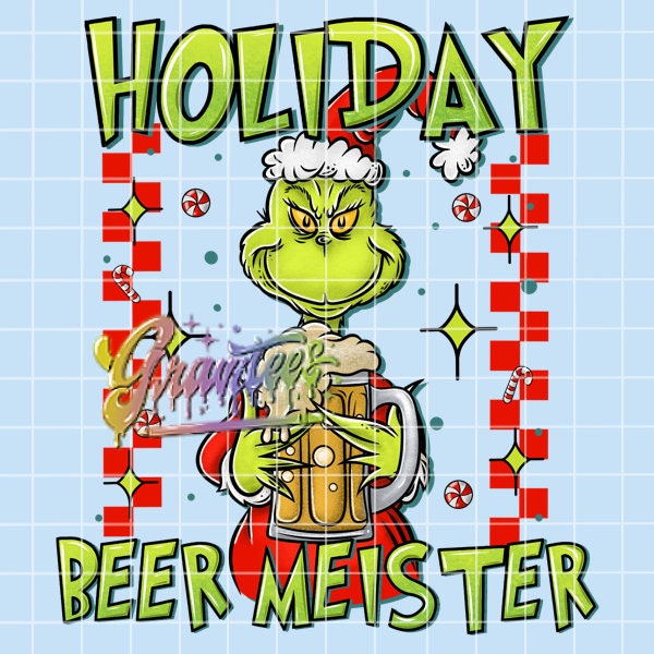 Holiday Beer Meister Png, Trendy Christmas Clipart, Beer Clipart, Retro Christmas Clipart for DTF or Shirt Printing, PNG Only!